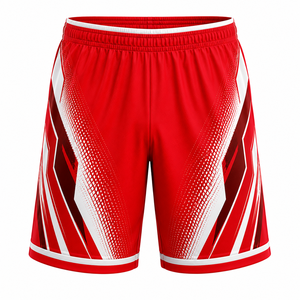 Conjunto de Camiseta y Pantalones Cortos de Fútbol Geométricos Rojos y Blancos para Hombre, Transpirables, Ajuste Atlético, para Todas las Temporadas, con Estampado Sublimado - Product Image 2