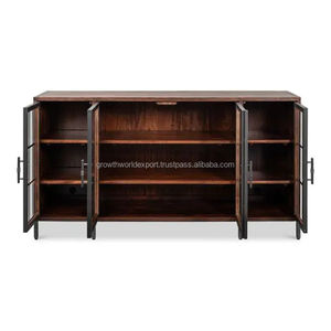 2025 nouveau Design planche latérale en bois avec 4 portes en fer dans la meilleure qualité buffet en bois industriel avec meubles de rangement de porte en fer - Product Image 2