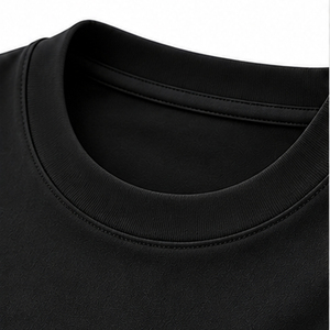 Camiseta de Manga Corta Negra Sólida para Hombre, Corte Holgado Informal, Cuello Redondo, 100% Algodón, Tela de 140g, Verano - Product Image 4