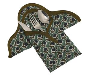 Ridhi fait à la main 100% coton serviettes basilic vert paon bleu Floral imprimé carré haute qualité inde bloc impression pour hôtel maison - Product Image 1