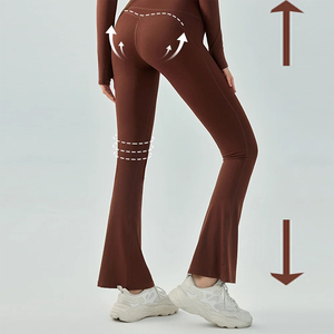 OEM Service Plus Size Activewear Gym Fitness <b>Flared</b> <b>Legging</b> Dark Brown Color Women 2 Piece Workout Sports <b>Leggings</b> Yoga <b>Flared</b> - Product Image 4