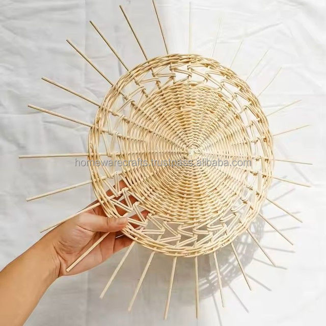 Sustainable Handmade Rattan Wall Decor Natural Eco-Friendly Decorative Art OEM Gift Ready Vietnam Customizable Color Size