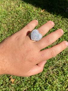Moissanite Diamond Heart Hip Hop <b>Ring</b> <b>Iced</b> Out <b>Ring</b> 925 Sterling Silver Men Statement Bling Jewelry Luxury Fashion Design - Product Image 3