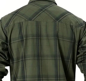 Chemise en flanelle 100% coton pour homme, manches longues, motif à carreaux, décontractée, boutons en corne, respirante, écologique, OEM ODM - Product Image 4