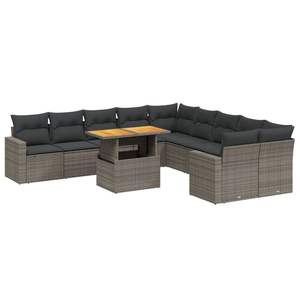 Ensemble de canapés de jardin en rotin gris avec sièges rembourrés, mobilier d'extérieur au design contemporain, coussins imperméables, résistants aux UV, en PE - Product Image 2
