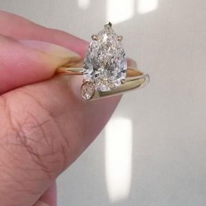 Anillo de Compromiso de Lujo con Diamante Cultivado en Laboratorio con Corte de Pera para Mujer, Certificado IGI, Oro de 14K, Joyería Nupcial, Regalo - Product Image 2