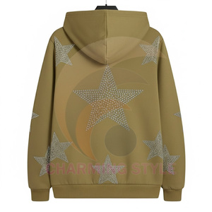 European American Cross-border Autumn Gothic 3D <b>Star</b> Rhinestone Full Sleeve Hooded Zipper <b>Design</b> High Street Trendy Loose Fit - Product Image 3
