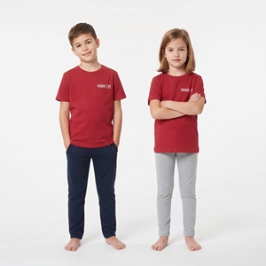Custom Personalized <b>Kids</b> Red Cotton T-Shirt Crew Neck Short Sleeve Regular Fit Breathable Unisex Children's Leisure Top - Product Image 4