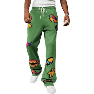 Men's <b>Stacked</b> Sweatpants Y2k Embroidered Drawstring Waist Workout <b>Jogger</b> Pants - Product Image 1