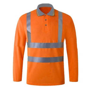 Men's High Visibility <b>Orange</b> Short Sleeve <b>Polo</b> <b>Shirt</b> Reflective Safety Workwear Plus Size Casual Woven Polyester - Product Image 2