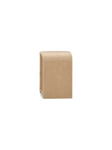 Mesita de Noche Moderna de Madera de Teca Sólida Estilo Escandinavo con 2 Cajones Redondeados Acanalados, Mesa Auxiliar con Almacenamiento, Acabado Natural - Product Image 5