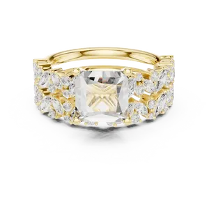 Anillo de compromiso de oro macizo de 18K con diamante de laboratorio de 2 quilates con corte princesa certificado IGI, diseño de racimo marquesa con tallo dividido, VVS E-F - Product Image 1