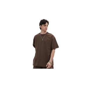 Premium 300 GSM Heavyweight Men's Oversized Short Sleeve O-Neck T-<b>Shirt</b> Solid Color Casual Style <b>100</b>% Cotton Jersey Knitted Fit - Product Image 3