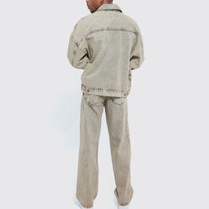 Conjunto de Jeans Casuales Modernos de Invierno para Hombre, Ropa Urbana, Cómodos y Transpirables, Chaqueta y Pantalones de Mezclilla 100% Algodón, Dos Piezas, Ropa Personalizada - Product Image 2