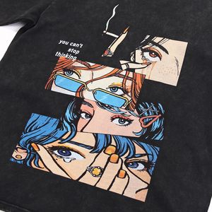 Custom Streetwear T-<b>Shirt</b> for Men High Quality Acid Wash Heavyweight Boxy Fit T-<b>shirts</b> Oversized Drop Shoulder Cotton Graphic - Product Image 2