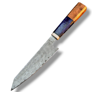 Cuchillos de Chef Profesionales con Hoja de Acero con Patrón de Damasco Afilado y Mango Decorativo de Resina de Madera para Cocina y Preparación de Alimentos - Product Image 3