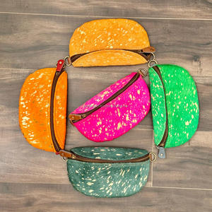 กระเป๋าคาดเอวหนังแท้สำหรับผู้หญิง, กระเป๋าคาดเอวหนังวัวแท้สีเมทัลลิกสำหรับปีนเขาท่องเที่ยวตั้งแคมป์วิ่งเล่นกีฬากลางแจ้ง - Product Image 2