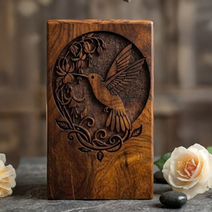 Custom Engraved Wooden Keepsake Urn Luxury Wooden Pet Urn for <b>Dog</b> Ashes Modern Minimalist Wooden Cremation <b>Box</b> by AYAANS - Product Image 3
