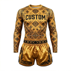 Conjunto de Pantalones Cortos de Muay Thai y Rash Guard al por Mayor, Uniforme Personalizado de Artes Marciales de Kickboxing por Sublimación, Fabricante OEM, MOQ Bajo - Product Image 5