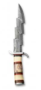 Handcrafted <b>Stepped</b> Profile Twist Damascus Steel Fixed Blade <b>Outdoor</b> Tool Camel Bone Resin Stacked Handle Stainless Guard - Product Image 3