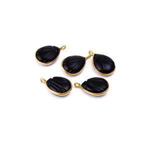 ชุดจี้แกะสลักสีดำทำด้วยมือพลอยโอนิกซ์ประดับอัญมณีสีทอง - Product Image 3