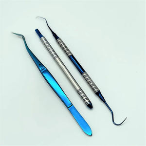 Dental Scaler Set 3Pcs Manual Knurled Grip Blue Metal <b>Teeth</b> <b>Cleaning</b> Instrument Class I Surgical <b>Tool</b> Shuja Surgico - Product Image 6