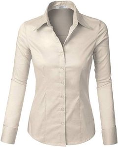 Camisa de Vestir Clásica Blanca de Algodón para Mujer, Manga Larga, Cuello Camisero, Botones, Estilo Oficina, Color Sólido, Corte Regular - Product Image 3