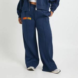 กางเกงวอร์มผู้หญิงผ้าคอตตอนผสม 100% คุณภาพสูง สีกรมท่า ทรงขาตรง เอวยางยืด ระบายอากาศดี ขายส่ง OEM - Product Image 1