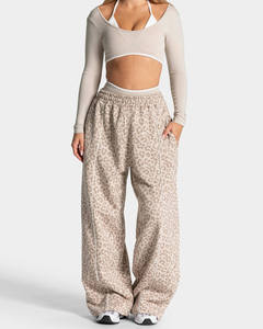 Joggers d'hiver surdimensionnés de qualité supérieure en molleton de coton doux, taille élastique, passepoil chic, coupe large, respirants, faible MOQ, qualité OEM - Product Image 4