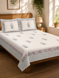 Cubrecama Floral de Algodón, Juego de Sábanas Estampadas, Manta Transpirable y Lavable con Aspecto de Lino para Hogar y Hotel - Product Image 2