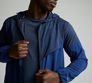 Men's Hooded Windbreaker Set Color Blocking Zipper Closure Sporty Outdoor Wear Summer Polyester Material - Product Image 5