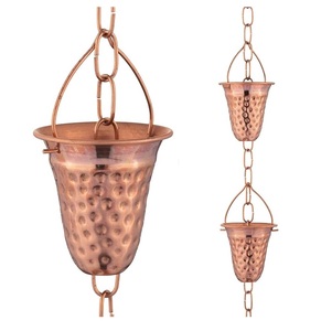 High Quality <b>Japanese</b> Style Hammered Cup Copper Rain Chain Outdoor <b>Garden</b> Decor Luxury Customized Rain Chain Copper - Product Image 1