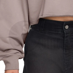 Sudadera Corta Oversize de Cuello Redondo para Mujer, Personalizable, de Forro Polar, Manga Larga, Estilo Urbano - Product Image 3