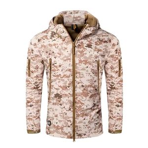 Men's Camouflage Hooded <b>Safari</b> Tactical Jacket Windproof Polyester Workwear Style Regular Fit Zipper Closure Autumn Wear - Product Image 1