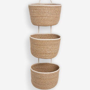 Juego de 3 cestas colgantes de algas marinas, cestas de almacenamiento hechas a mano, venta al por mayor, ecológicas, hechas en Vietnam - Product Image 1