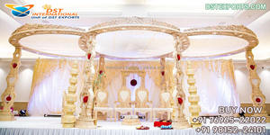 Decoración de Mandap de Madera para Banquete de Boda Gujaraote, Mandap Rajwada de Madera Tallada, Mandap Triveni para Boda Hindú, Mandap Maharani, EE. UU. - Product Image 6