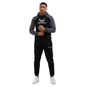 Conjunto Deportivo Informal con Capucha de Forro Polar Negro para Hombre, Ropa Deportiva para Gimnasio, Conjunto para Correr, Ropa Deportiva de Invierno - Product Image 1
