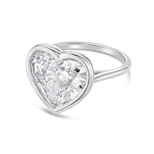 3 CT Lab Grown <b>Emerald</b> Cut Diamond Bezel <b>Ring</b> 925 <b>Silver</b> Rhodium Plated for Gift & Party Occasions - Product Image 2