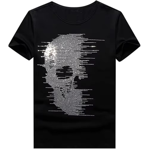 เสื้อยืดพิมพ์ลายโลโก้ประดับเพชรคุณภาพดีที่สุด แบบกำหนดเองได้ สำหรับผู้หญิงและผู้ชาย ขายส่ง มีทุกขนาด เสื้อยืดผู้ชาย - Product Image 1