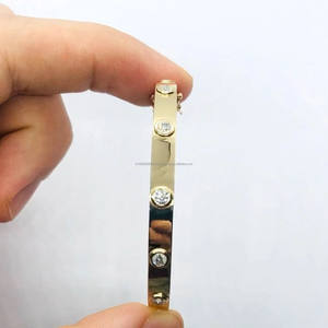 Flush Set <b>Moissanite</b> <b>Bangle</b> Sterling Silver Plated Round Brilliant Cut Daily Wear <b>Bangle</b> for Party & Gift Special Occasions - Product Image 1