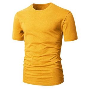 เสื้อยืดคอกลมแขนสั้นผู้ชาย ผ้าเจอร์ซีย์คอตตอน 100% ระบายอากาศได้ดี ทรงปกติ สีพื้น แต่งขอบตัดสี ไซส์ 5XL น้ำหนัก 180 กรัม - Product Image 5