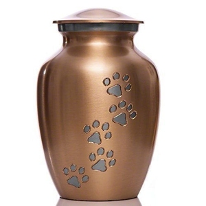 Urna Funeraria para Mascotas de Latón Sólido Personalizada de Fábrica, Acabado Bronce Antiguo, Recuerdo con Huella de Pata - Product Image 1