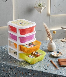 RIVER PLAST <b>Stackable</b> <b>Plastic</b> Storage <b>Drawers</b> Rectangle Four-Layer PP Material for Kitchen Neatening Storage - Product Image 2