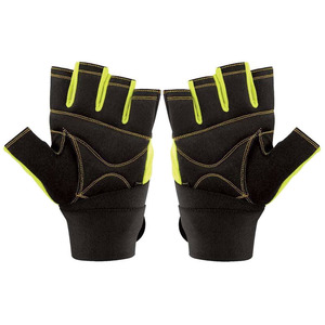 <b>Half</b> Finger Fitness Gloves Leather Weight Lifting Gym Workout Anti <b>Slip</b> Adjustable Wrist Strap Unisex Black Red - Product Image 6