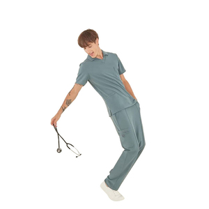 OEM ODM Nursing Staff Suit Medical <b>Scrubs</b> Set With Cargo Pockets And Button Unisex Healthcare Pharmacy Medical Uniform - Product Image 3