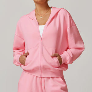 Conjunto Deportivo Casual para Mujer, Sudadera con Cremallera Completa y Pantalones Anchos, 100% Algodón Transpirable, Venta Directa al Por Mayor - Product Image 3