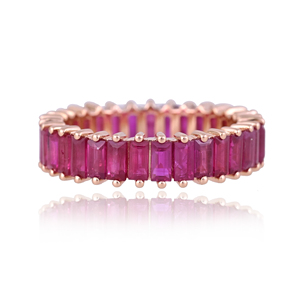 Anillo de Eternidad Ivaan Jewels para Mujer, Moderno, de Oro Rosa, Amarillo y Blanco de 18K, con Esmeralda, Rubí y Zafiro Naturales Engastados en Garras, con Piedras Preciosas Finas - Product Image 4