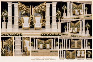 Luxury Bollywood <b>Wedding</b> Stage Setup with Gate <b>Frame</b> & Pillars Exclusive Roman Theme Fiber <b>Wedding</b> Reception Stage Australia - Product Image 5