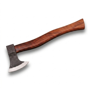 Hache de camping forgée à la main en acier au carbone, hache barbue avec manche en bois, hache de bûcheron viking avec étui en cuir, outil de survie en plein air - Product Image 1
