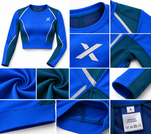 เสื้อครอปสำหรับยิมนาสติกและเสื้อสำหรับการแสดง |   สีฟ้า - หกสี |   ผู้ผลิตเสื้อผ้ากีฬา |   ยืดได้สี่ทิศทาง | - Product Image 4